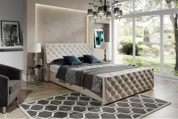 Chesterfield Łóżko Łóżko Skóra 180x200cm Podkładka Marriage Design Skóra Hotel Meble