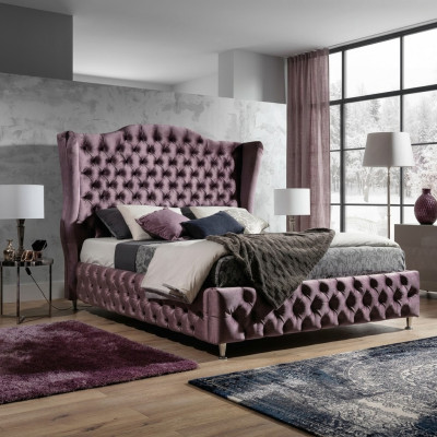 Łóżko Royal Chesterfield Łóżko z bakłażanem Klasyczny design