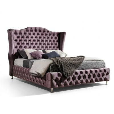 Łóżko Royal Chesterfield Łóżko z bakłażanem Klasyczny design