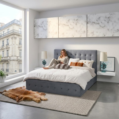 Łóżko tapicerowane luksusowy model podwójne łóżko hotelowe sypialnia małżeńska Tekstylia 180x200cm