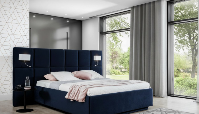 Łóżko Design Hotel Double Łóżko Sypialnia Podkładka Luksusowe łóżko 180x200cm Włókienniczy