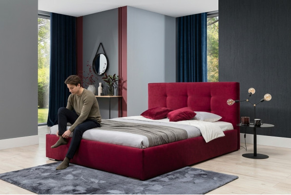 Bordaux 160x200 Łóżko Sypialnia Łóżka Tekstylia Skóra Hotel Luksus Tapicerka Big