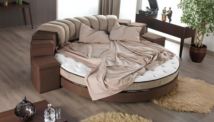 Okrągłe łóżko Modern Design Luksusowa Podkładka Okrągły łóżka Włókienniczy Materiał