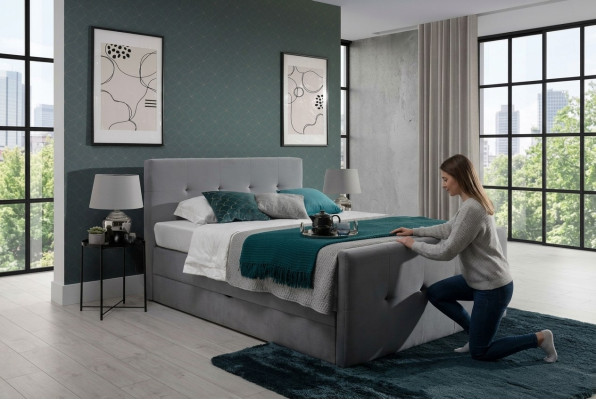 Chesterfield Łóżko tapicerowane Podwójne łóżko xxl design luksusowe łóżko z materacem sprężynowym