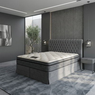 Szara Luksusowa Sypialnia Chesterfield Łóżko Podkładka Design Luksusowe Łóżka Podwójne