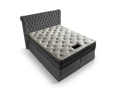Szara Luksusowa Sypialnia Chesterfield Łóżko Podkładka Design Luksusowe Łóżka Podwójne