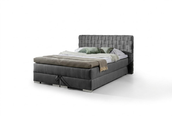 Łóżko Design Luksusowy Hotel Łóżka 200x200cm Łóżko typu Boxspring Tekstylia Szare 200x200cm nowe