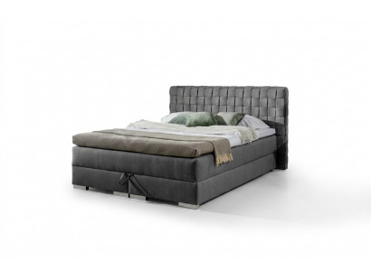 Łóżko Design Luksusowy Hotel Łóżka 200x200cm Łóżko typu Boxspring Tekstylia Szare 200x200cm nowe