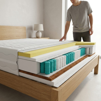 Materac Wysokiej jakości Materac Ortopedyczny 7 Strefowy Łóżko 90x200cm Łóżka Nowe
