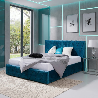 Łóżko tapicerowane Design luksusowe, podwójne łóżka hotelowe małżeńskie 160 x 200 cm sypialnia aksamitna