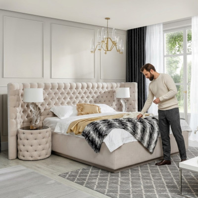Chesterfield Łóżko Luxury Sypialnia Hotel Deko Podkładka łóżka z przyciskami