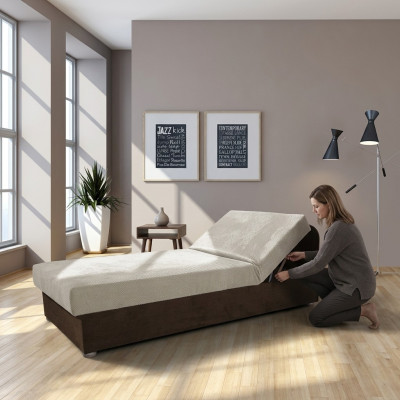 Łóżko Łóżka Drewno Skóra 80x200cm Wyściełane Małżeńskie Design Skórzane Hotelowe Meble Boxspring
