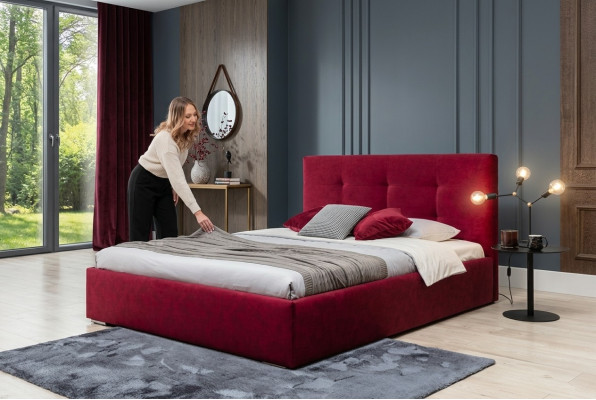Łóżko tapicerowane Łóżka Łóżko tapicerowane Projektantka Hotel Dwuosobowy Luksusowy Projekt 180x200cm Nowe