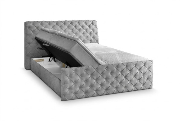 Szare Podwójne łóżko Chesterfield Hotelowe łóżka designerskie Sypialnia Meble