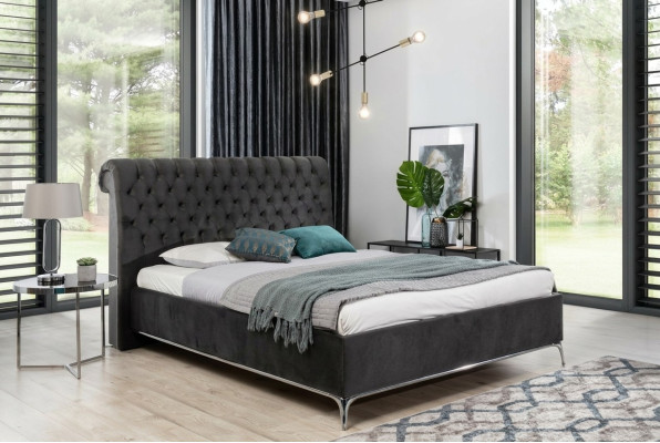 Black Chesterfield Luxury Podwójne łóżko Designerskie Meble Sypialnia