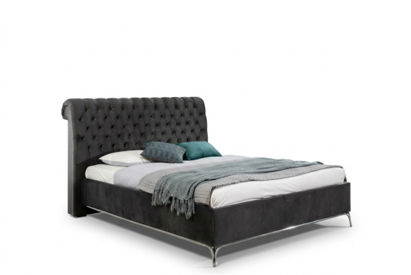 Black Chesterfield Luxury Podwójne łóżko Designerskie Meble Sypialnia