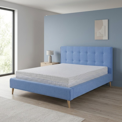 Chesterfield Samt Velvet Podwójne Łóżko Wzór Luksusowe Łóżka Podwójne Niebieskie Nowe
