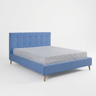 Chesterfield Samt Velvet Podwójne Łóżko Wzór Luksusowe Łóżka Podwójne Niebieskie Nowe
