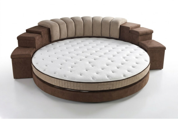 Okrągłe łóżko Okrągły Design łóżko włókiennicze Double Luxury Hotel Frame Sleeping Pokój