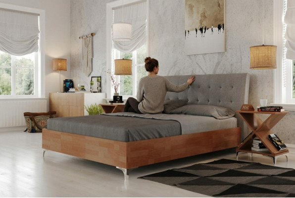 Łóżko tapicerowane projekt luksusowy podwójne łóżko hotelowe małżeńskie 160x200cm sypialnia skórzana