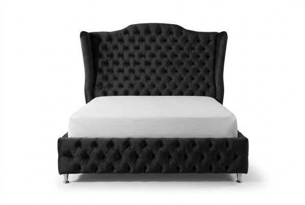 Czarne łóżko Chesterfield Podkładka Podwójne łóżko Luxury Sypialnia Design bed