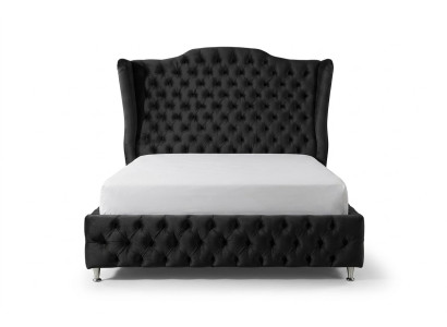 Czarne łóżko Chesterfield Podkładka Podwójne łóżko Luxury Sypialnia Design bed