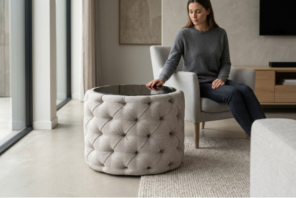 Chesterfield stolik nocny Okrągły stolik nocny Szafka Z 60 cm obitych
