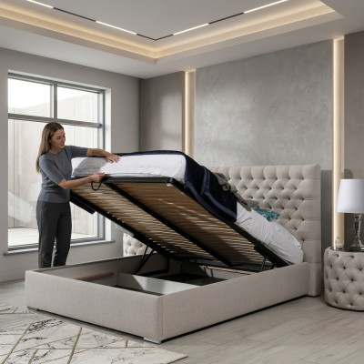 Nowoczesne łóżko Białe stylowe Chesterfield Podwójne łóżko Design łóżko Podkładka łóżko