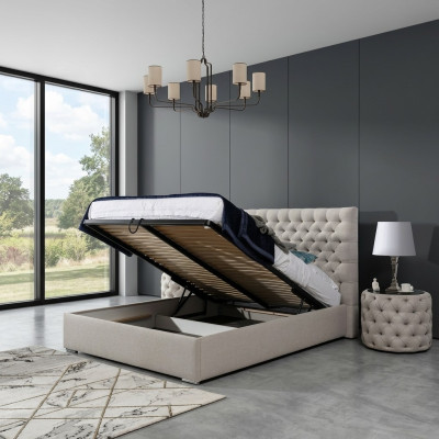 Nowoczesne łóżko Białe stylowe Chesterfield Podwójne łóżko Design łóżko Podkładka łóżko
