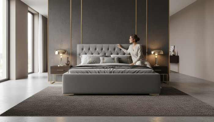 Chesterfield Włókienniczy Łóżko Podkładka Design 140x200 Podwójne łóżko z ramą łóżka