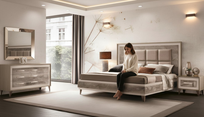Luksusowa Sypialnia Łóżko Podwójne łóżko Nowoczesne Drewno Aksamit Podkładka łóżko New Luxury