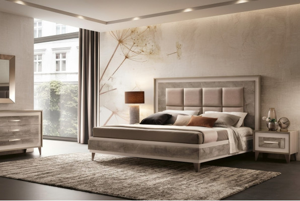 Luksusowa Sypialnia Łóżko Podwójne łóżko Nowoczesne Drewno Aksamit Podkładka łóżko New Luxury