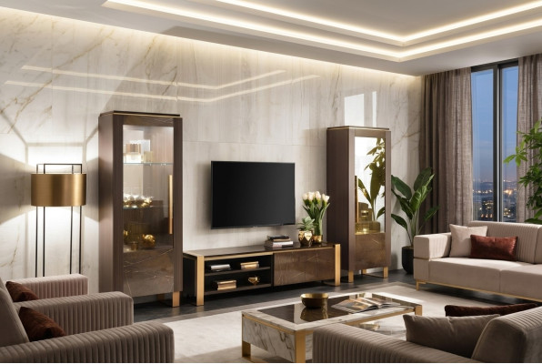 Zestaw mebli do salonu designerski kredens do salonu 2x Galota 3-częściowy.