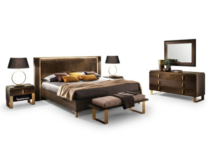 Łóżko Sypialnia Design Modern Luxury 2x Stolik nocny Włoski 3-częściowy