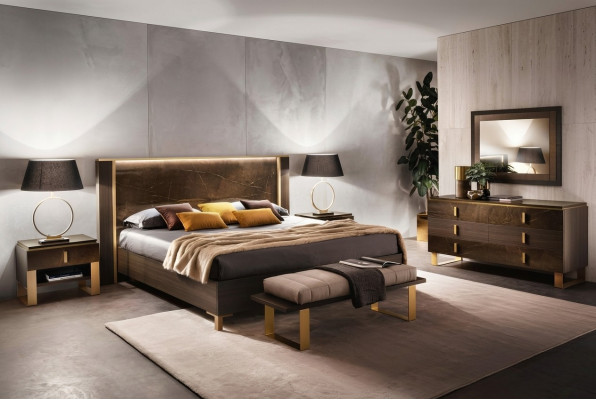 Sypialnia Zestaw Łóżko Szafki nocne Stołek łóżka Design Italian Meble 4 szt