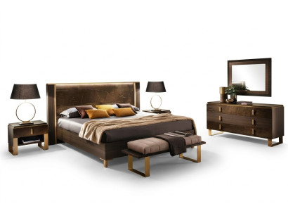 Sypialnia Zestaw Łóżko Szafki nocne Stołek łóżka Design Italian Meble 4 szt