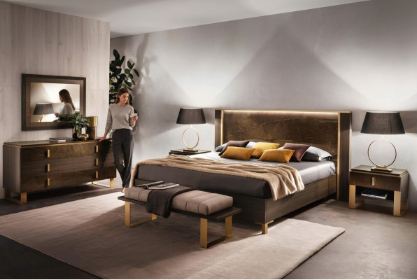 Łóżko Stolik nocny Kredens 4 szt. Zestaw Sypialnia dekoracyjny design nowoczesny luksus