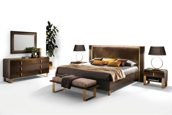 Łóżko Stolik nocny Kredens 4 szt. Zestaw Sypialnia dekoracyjny design nowoczesny luksus