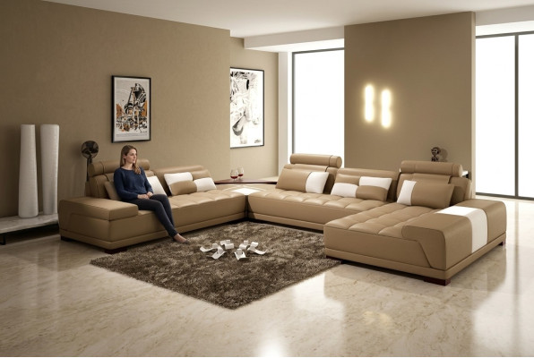 Skórzana sofa z USB Sofa Podkładka Siedziba Narożnik Żywy krajobraz Couch Zestaw narożny PH376