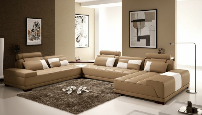 Skórzana sofa z USB Sofa Podkładka Siedziba Narożnik Żywy krajobraz Couch Zestaw narożny PH376