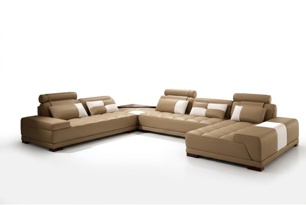 Skórzana sofa z USB Sofa Podkładka Siedziba Narożnik Żywy krajobraz Couch Zestaw narożny PH376
