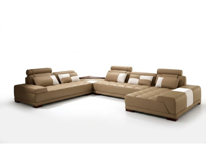 Skórzana sofa z USB Sofa Podkładka Siedziba Narożnik Żywy krajobraz Couch Zestaw narożny PH376
