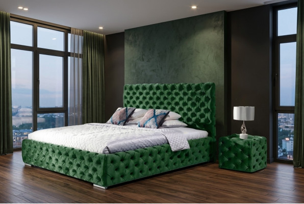 Łóżko Sypialnia Set Design Meble Nowoczesne luksusowe łóżko Chesterfield Green 140x200