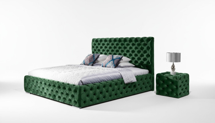 Łóżko Sypialnia Set Design Meble Nowoczesne luksusowe łóżko Chesterfield Green 140x200