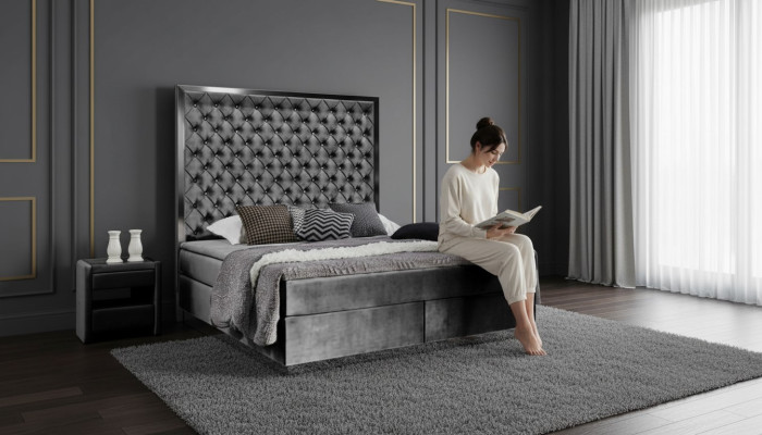 Łóżko skrzyniowe Materiał Meble łóżka Łóżko Włókiennicze Sypialnia Design Chesterfield