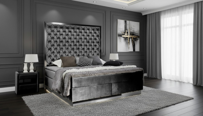 Łóżko skrzyniowe Materiał Meble łóżka Łóżko Włókiennicze Sypialnia Design Chesterfield