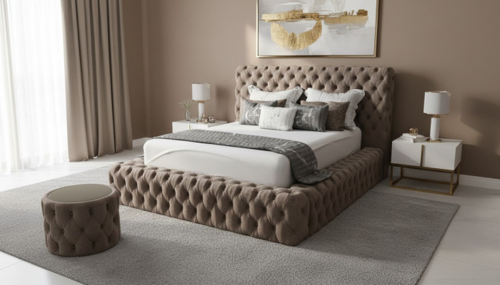 Łóżko Włókiennicze Sypialnia Meble Luksusowe Nowoczesne Łóżko Chesterfield Box Spring Nowe