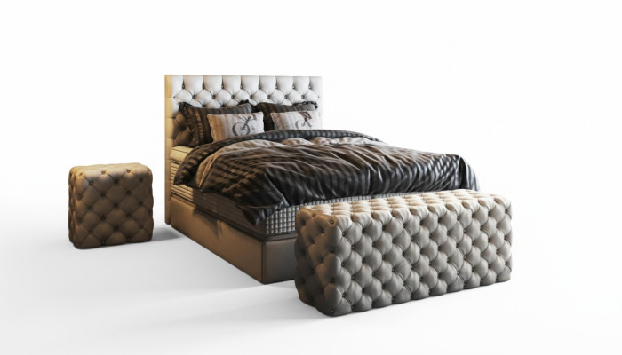 Łóżko 2x Stolik nocny 3 szt. Sypialnia Zestaw Design Luksusowe Meble Nowoczesne Łóżko Nowe