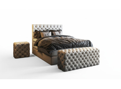 Łóżko 2x Stolik nocny 3 szt. Sypialnia Zestaw Design Luksusowe Meble Nowoczesne Łóżko Nowe