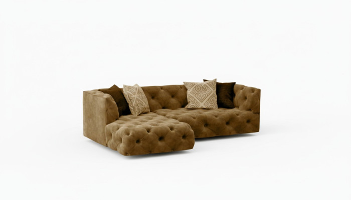 Chesterfield L-Shape Narożnikowa kanapa Couch Design Włókienniczy Podkładka Ustawić Sofa Narożnik Nowość